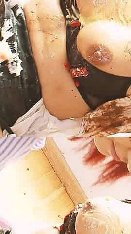 Lesbians Smeared Scene-2 Two MILFs in Lingerie Fuck Each Other Covered in Food