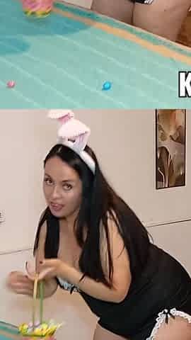Big Ass BBW Stepmother Dressed as a Bunny to Leave Eggs for Her Stepson