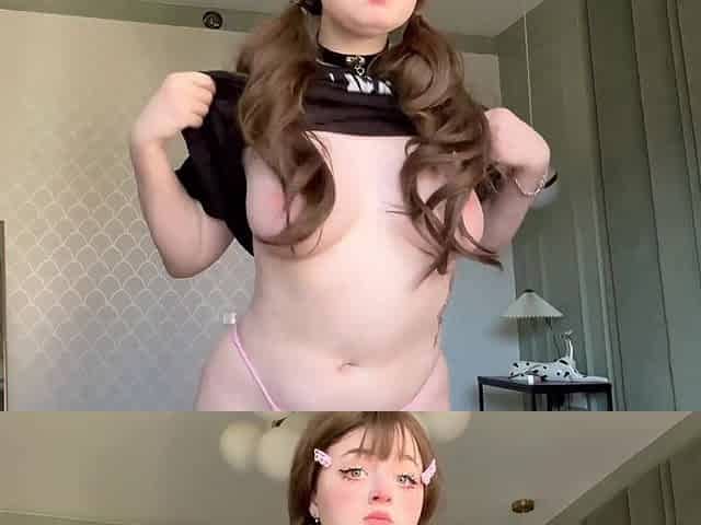 Chubby young beauty teases you over FaceTime and rides her big dildo, moaning softly
