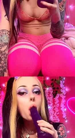 Perfect blond making solo masturbation