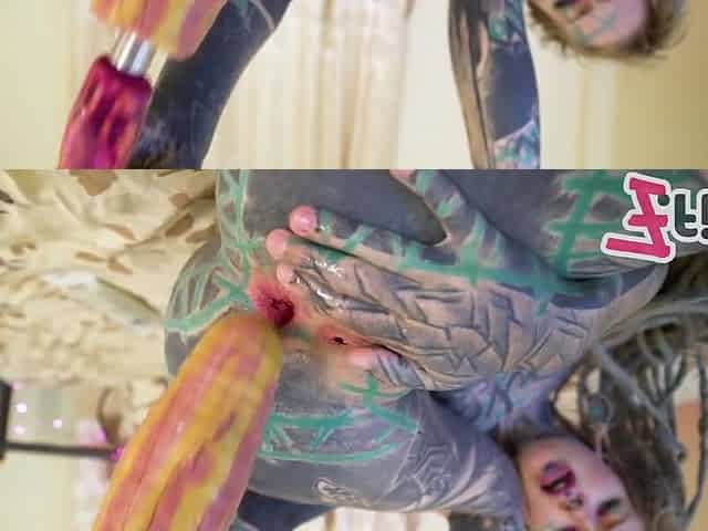 Tattoo Girl Masturbating, Fingering Her Pussy And Ass