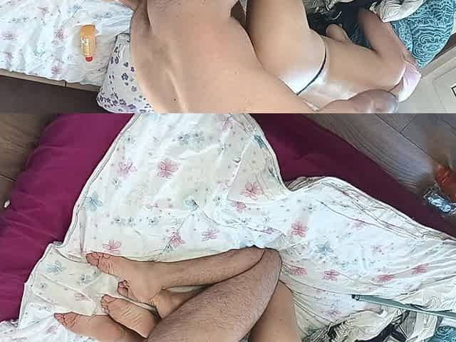 Sensual Massage of a Sexy Couple with Oil on the Body.
