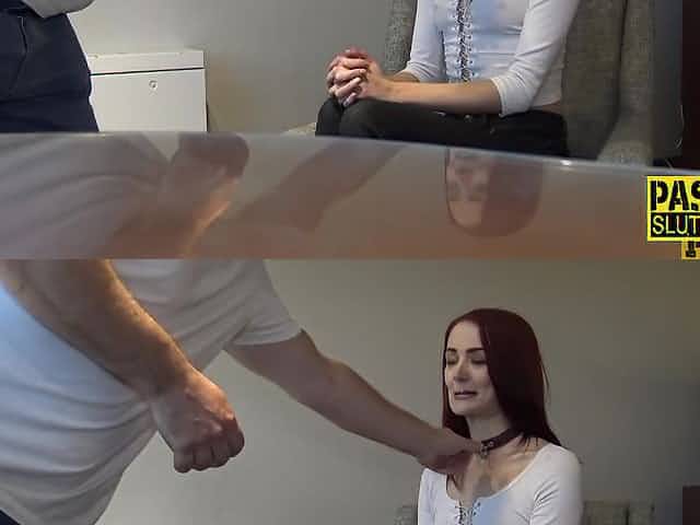 Skinny submissive rides masters cock