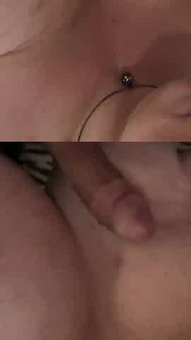 Brunette BBW gets a warm load on her big tits