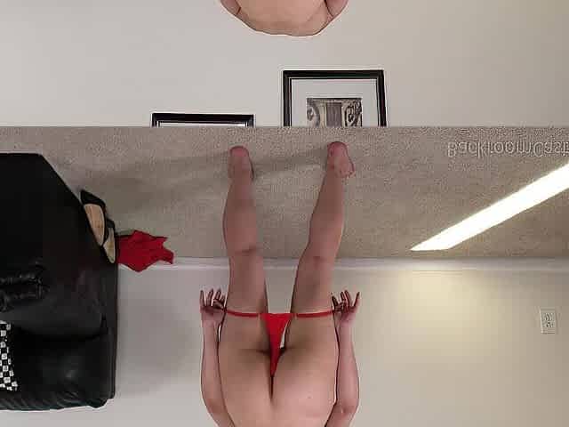 Milfy Short Haired Brunette hair Butt Stretching