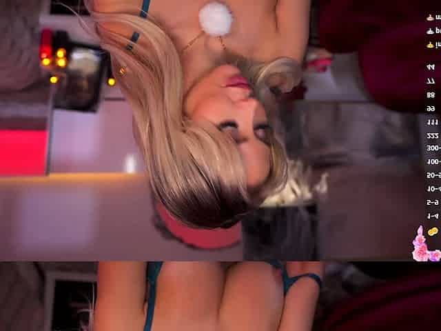 Shaved pussy blonde Tasha Reign with big boobs goes solo