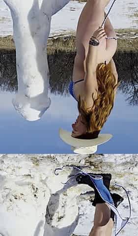Redhead Slow Strip Rubbing Body on Snow Dick Sculpture