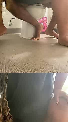 Remi rides BBC on the toilet