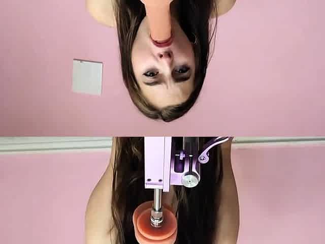Big-Titted Brunette Fucks Herself with a Thrusting Dildo