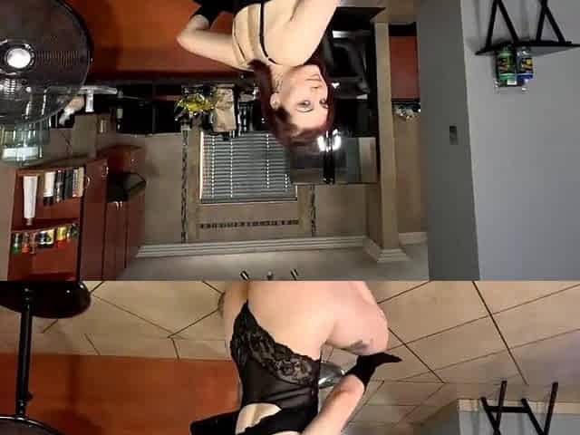 Chick in underware and satin gloves giving a POV tugjob
