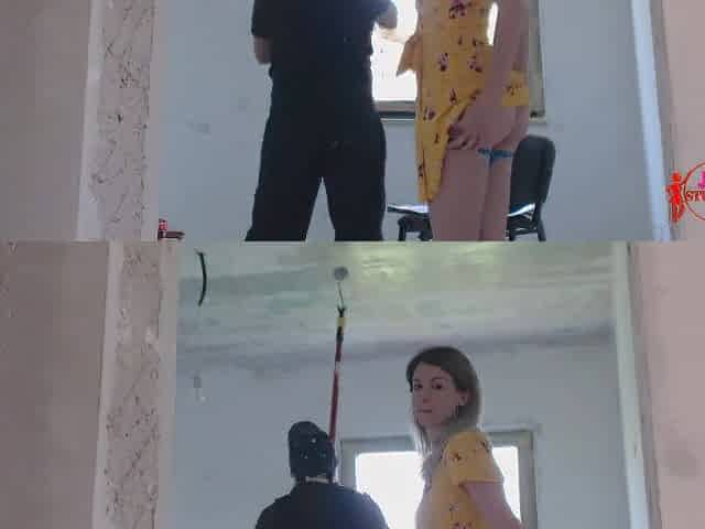 Wife cheating on her hubby with a worker, whilst that babe's broadcasting live P1