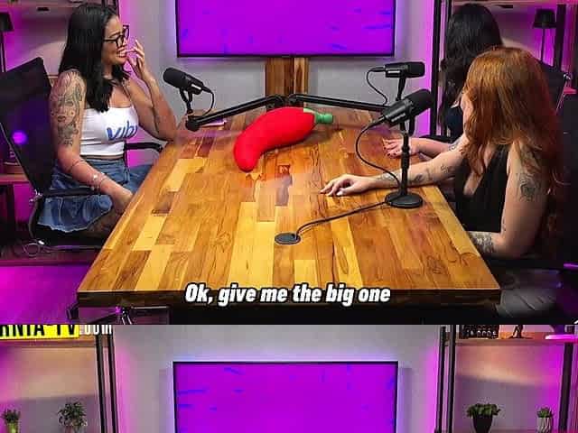 Hot Hosts Eat Out Curvy Busty Brunette Guest On Set