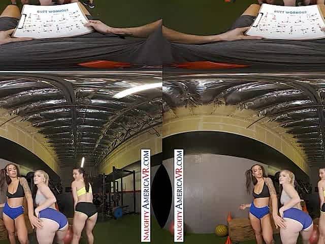 Jazlyn Ray, April Olsen, and Jasmine Wilde take turns squating on your thick knob