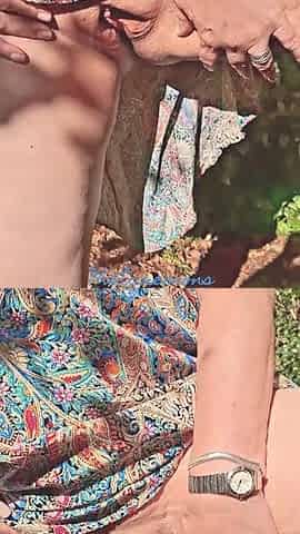 Hot aged widens her vagina outdoors .