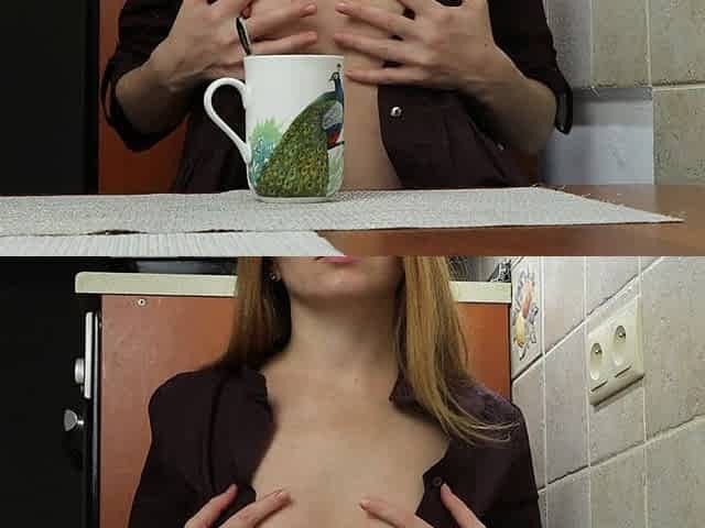 My Fucking Sexy New Girlfriend Masturbates in Front of Me Over Coffee. Annahomemix