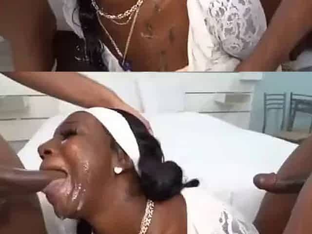 Thick Ebony Takes Cum