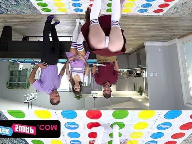 Bored Teens Trick Their Lascivious Stepdads Into Undress Twister And End Up Overspread In Giant Load Of Sperm