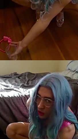 Sissy Sylvia Swallows Her Own Cum