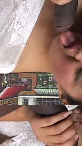 Cute Asian blows his BBC cock and gets milked on her tits