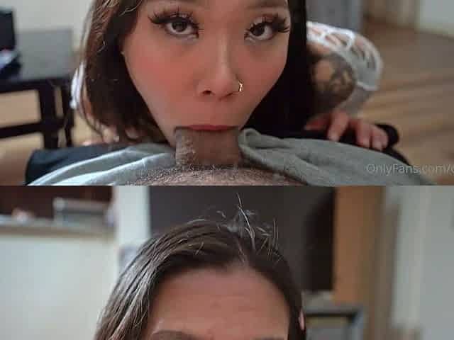 Asian amateur girlfriend gives a blowjob pov HD