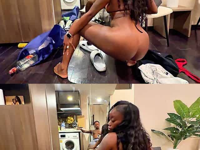 Large Bazookas large Ass Gorgeous Wifey Rides Large Ebony Knob and gives Lap dance