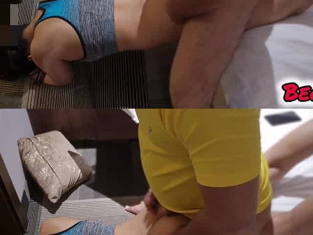 Desi Stepsister Doing Pushups, Stepbrother Came and Fucks Her Pussy