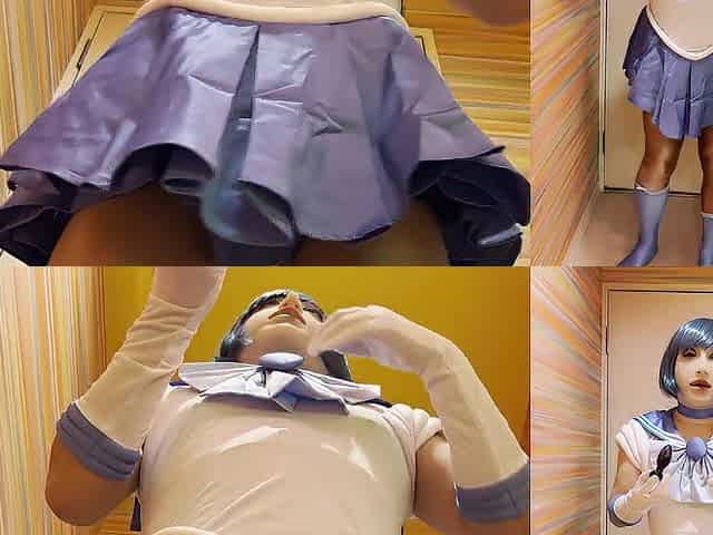 Sailor Mercury inserts electric ass-plug into her arsehole. Cosplayer's masturbation teat/butthole.