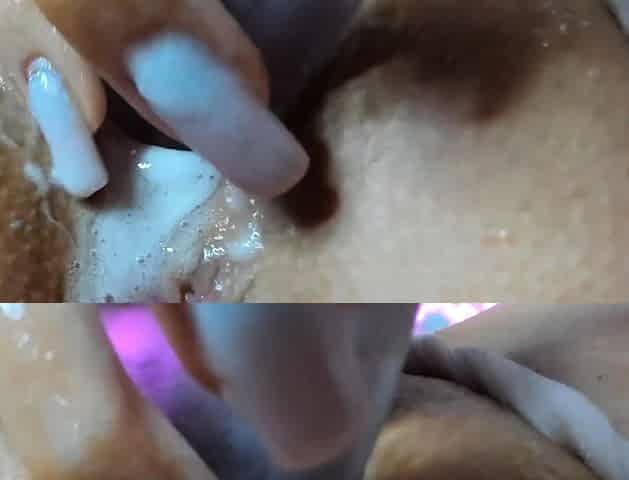 Perfect blond making solo masturbation
