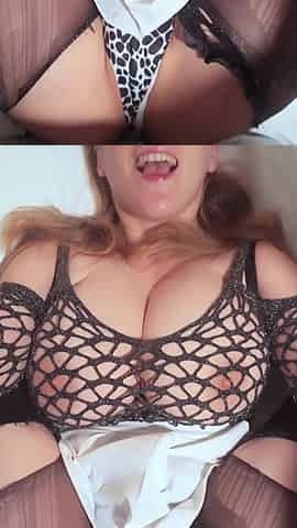 POV Missionary with Giant Tits Babe in Fishnet: Ripping Sheer Pantyhose for Pussy Stretch - Lilykoti