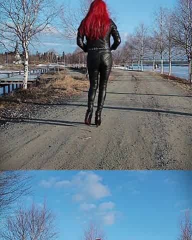 Walking in hot leather.