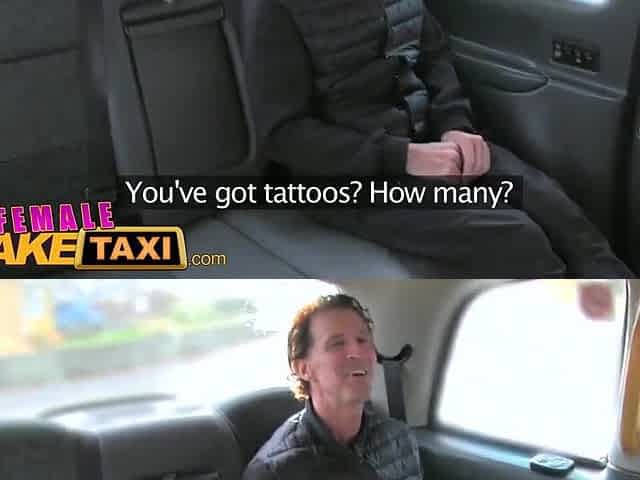 Female Fake Taxi Hawt slutty tattoed driver enjoys a facial