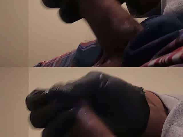 Listen To Thick Ebony Oiled Cock Wanking and Cum