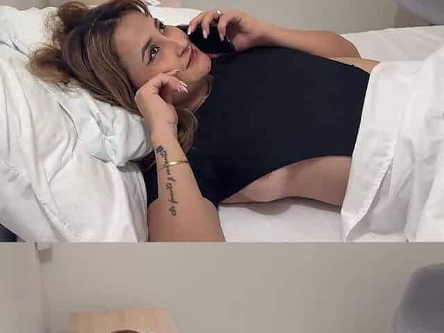 Le doy una buena follada a mi madrastra mientras esta en llamada con su marido. SEXO REAL
