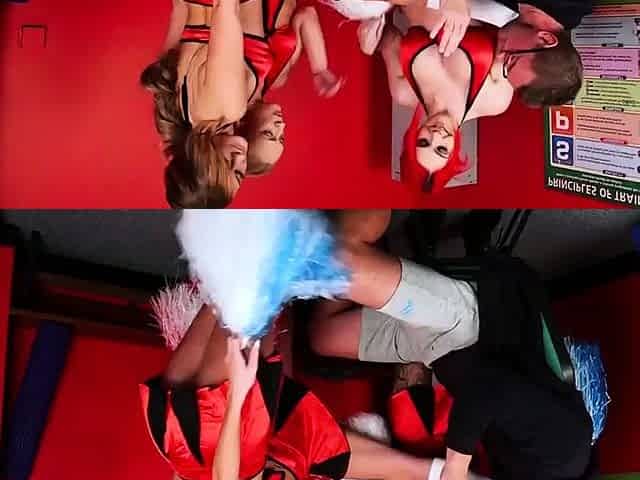 Gorgeous CFNM babes gives handjob to guy