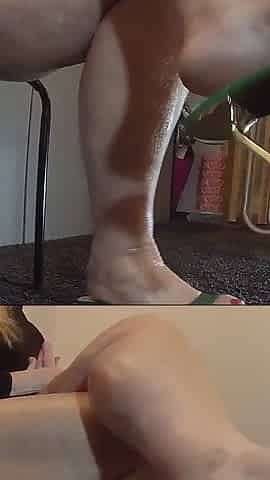 Leggy Mature in Sexy Green Heels and Super Short Skirt 2.