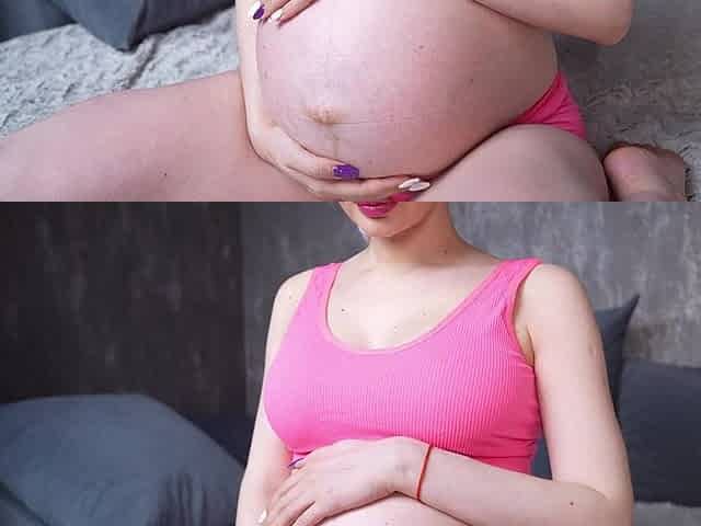 Big Pregnant Belly Waits Your Worshipping! 9 Month Pregnant