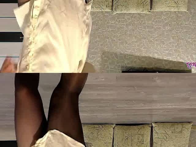Gentle oral in a white shirt and ebony tights