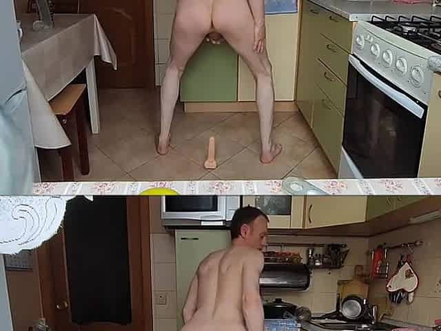 LanaTuls - Riding Sex-toy at Kitchen - Moscow Anal Whore and Slut