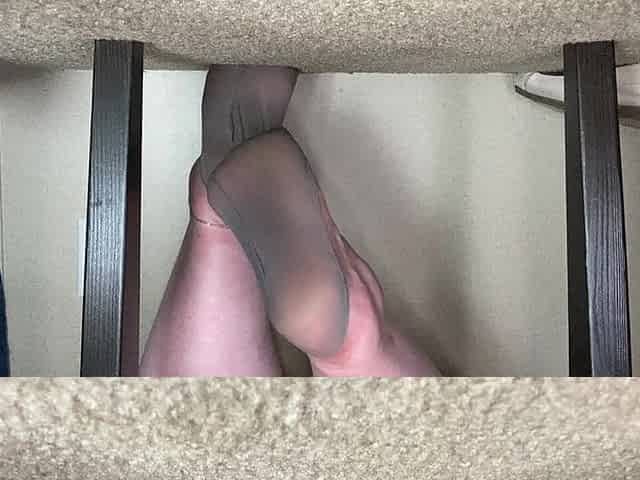 Big Feet- Under the Chair View of Removal Shoes and Socks
