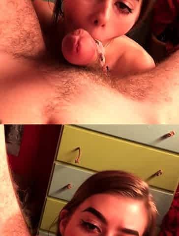 POV blowjob footjob handjob with Karla Kush eating cum