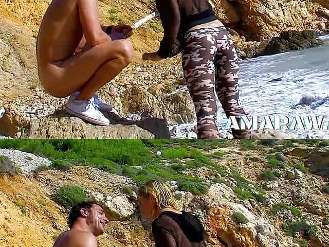 Tiny titties golden-haired Cassandra Delamour analed by the beach deeply