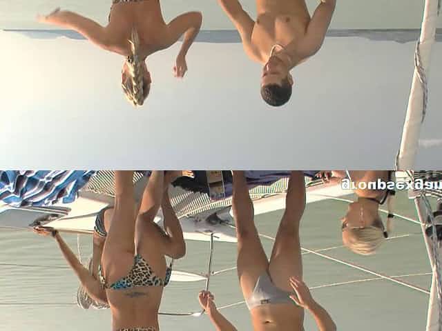 Muscular guys giving the sexy babes a good drilling on the boat