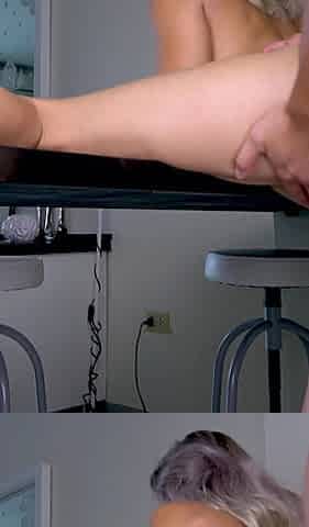 Teen fuck on table closeup