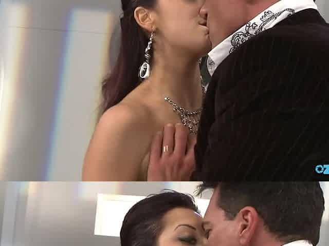 Charming brunette hair honey takes a chunky shaft in her hairless vagina
