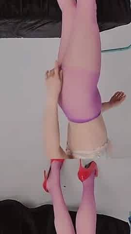 Mature Woman in Purple Pantyhose