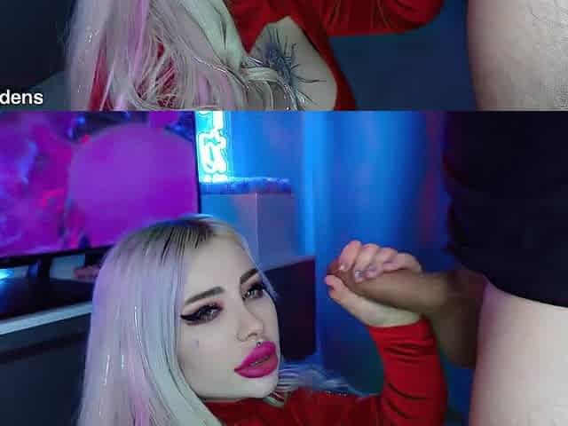 A naive breasty TV host gets drilled during a live stream
