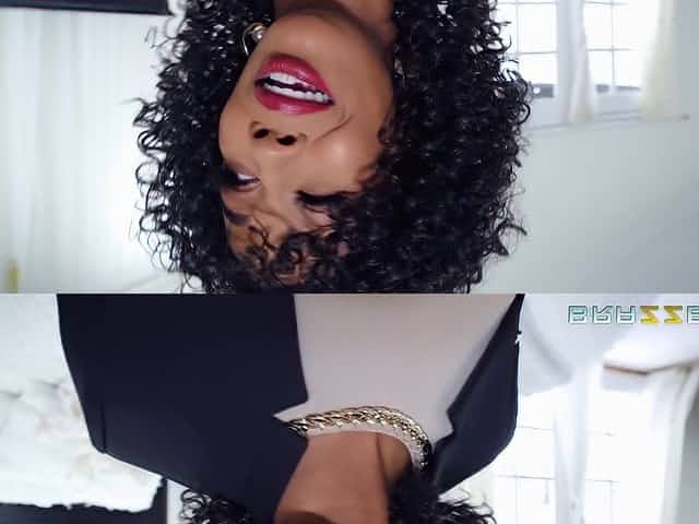 Curvy and curly ebony teen slut Misty Stone pounded by a white dick