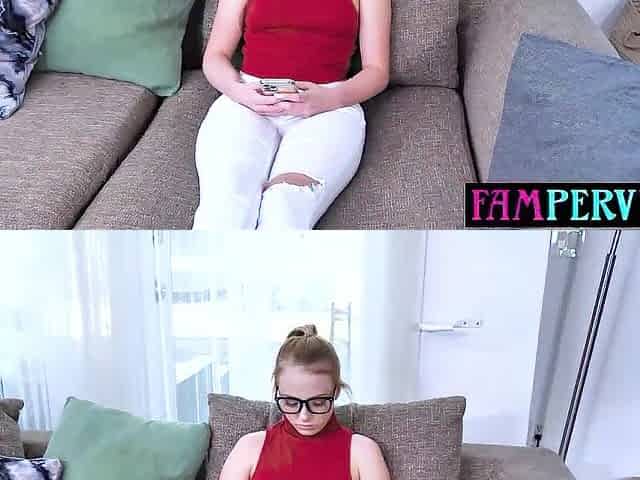 Teen blondie lets her stepbrother to permeate her cunt