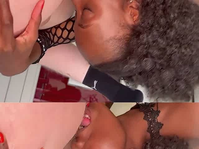 Hot Rimming Action - Petite Ebony Wife - Huge Cumshot