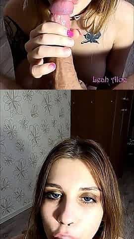The slut sucked everything to the last drop